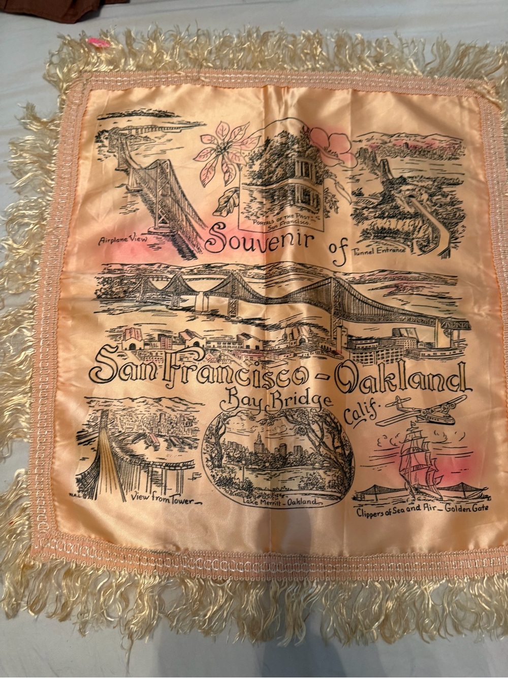 San Francisco - Oakland Souvenir Decorative Silk Pillow Cover